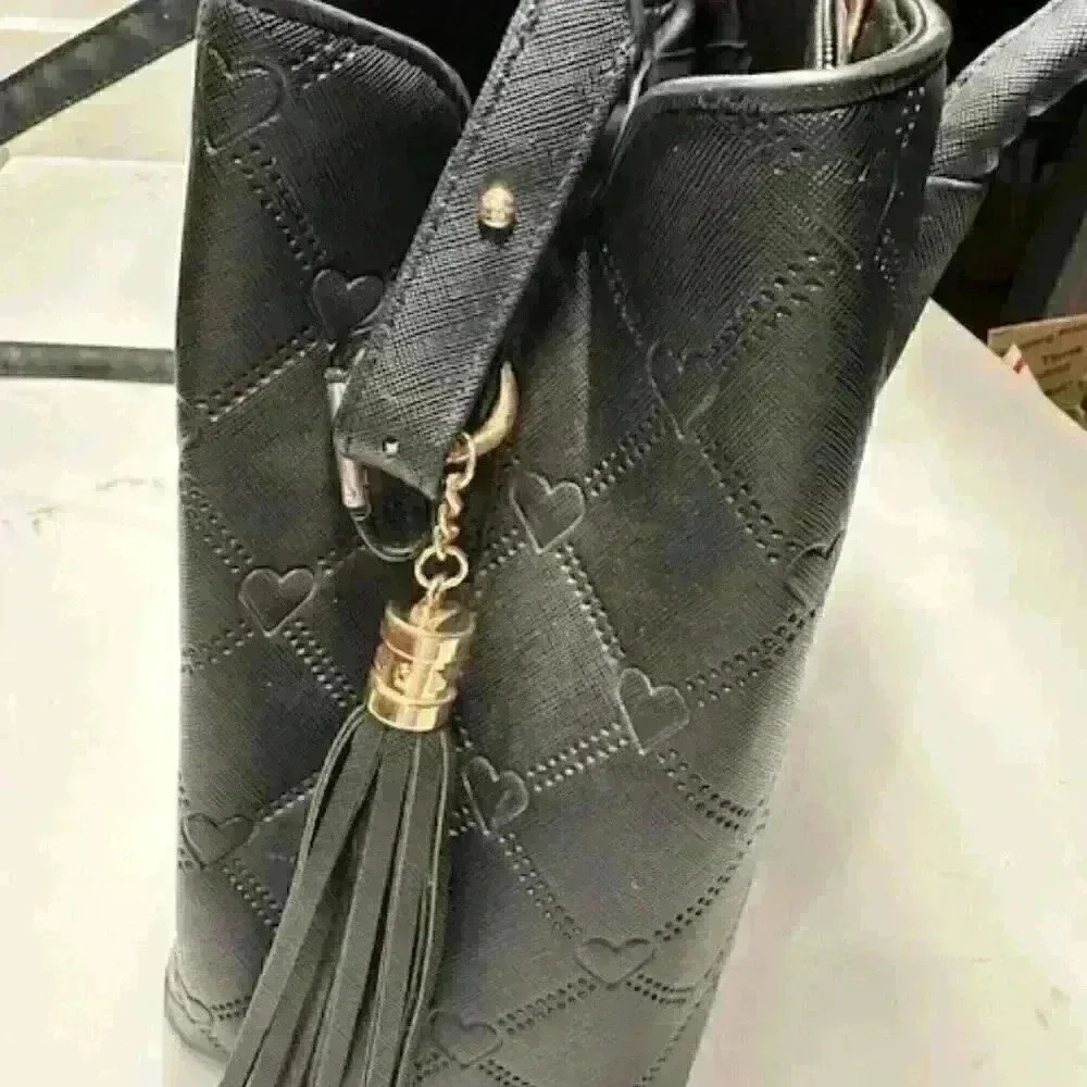 NWOT Crossi Black Vegan Leather Tote Shoulder Bag - Picture 11 of 12